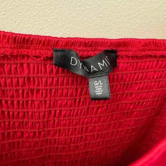 DYNAMITE- Ivy Sateen Mini Red Dress - Picture 6 of 7